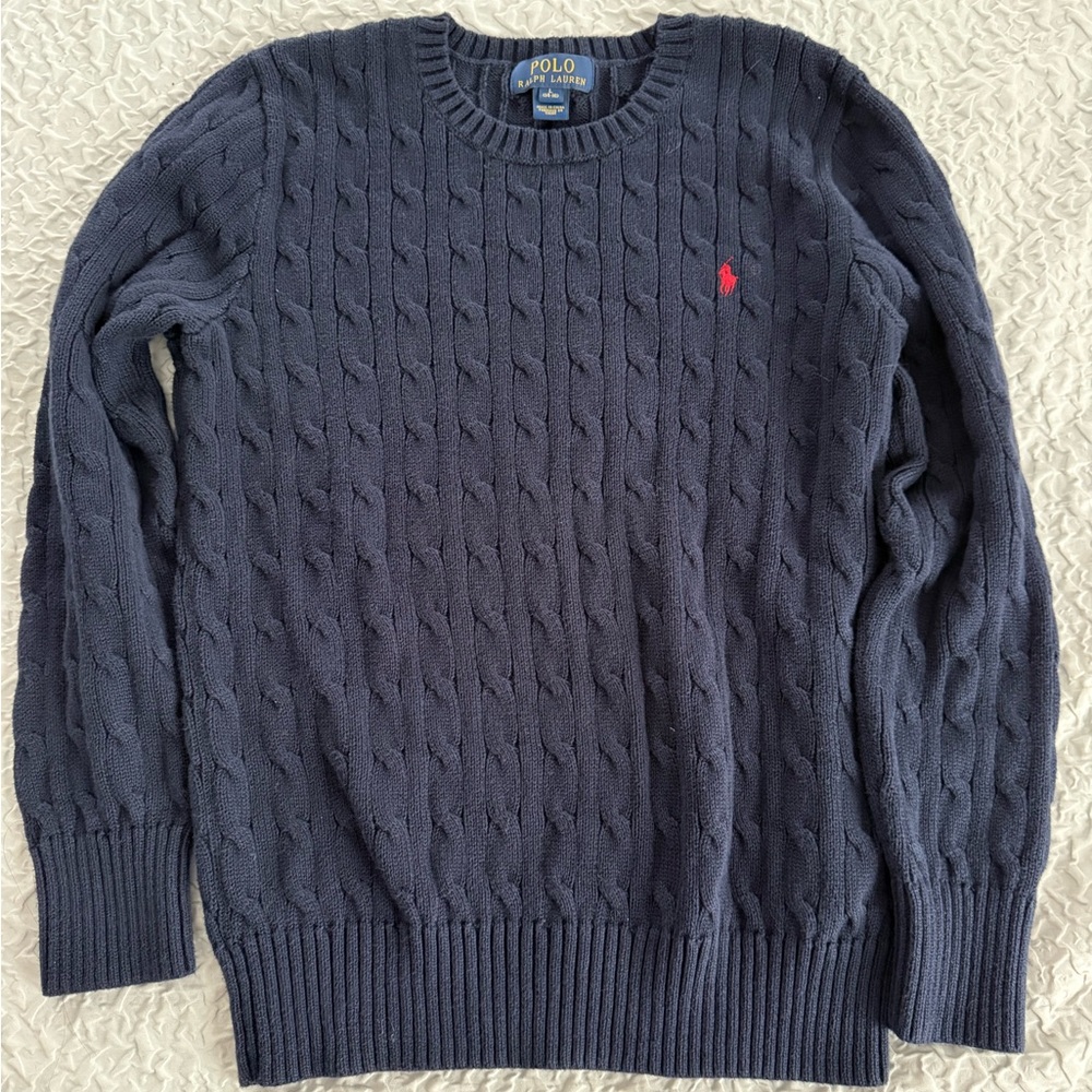 Polo by Ralph Lauren Kid’s Dark Blue Cable Knit Sweater
